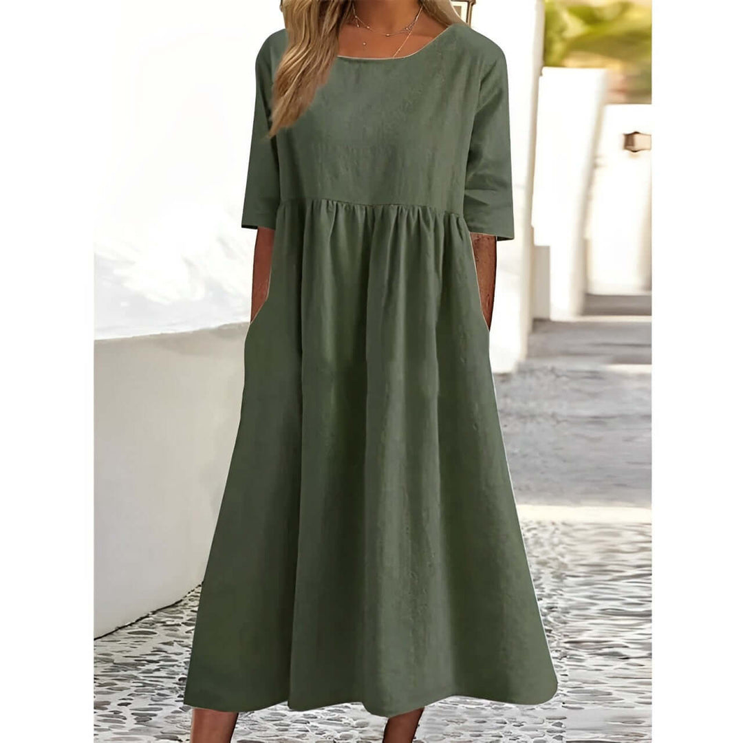 Pleated Midi Dress