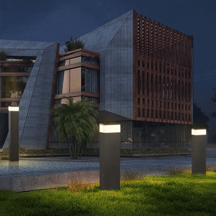 Solar LED Outdoor Lamp - Rectangular Metal Design