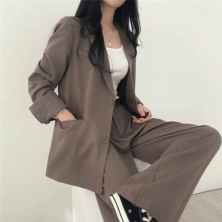 Women's Tailored Blazer and Straight-Leg Pants Set
