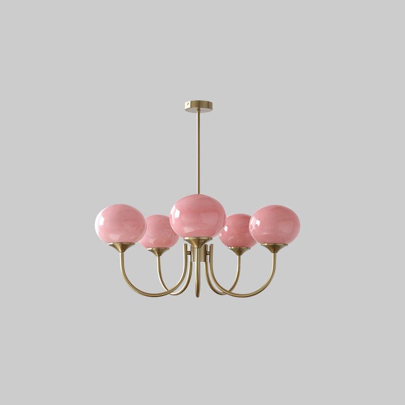 Pink Glass Ceiling Light Fixture Modern Chandelier