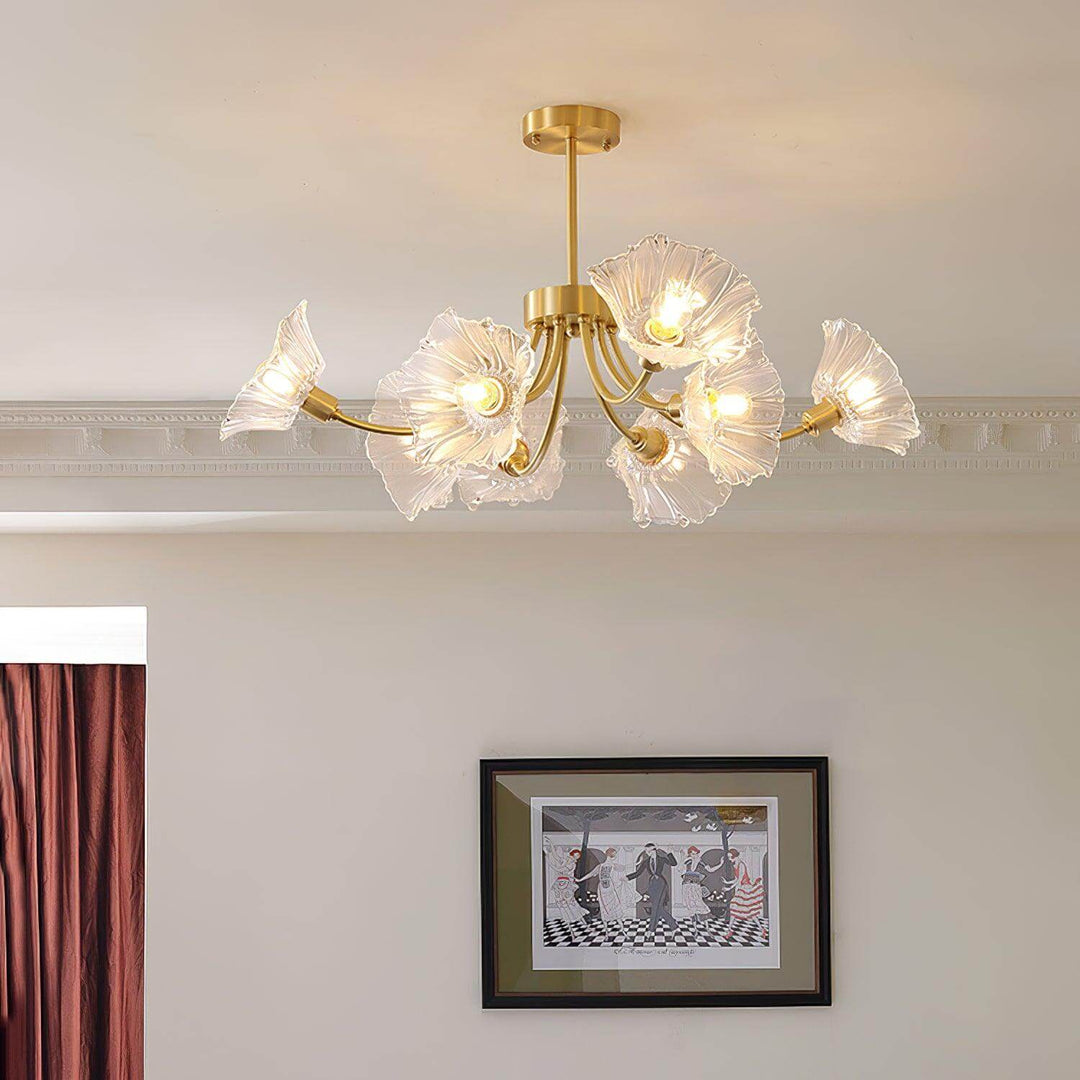 Floral Glass Chandelier, Elegant Lighting Fixture
