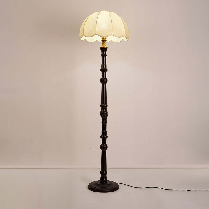 Elegant Wooden Floor Lamp with Fabric Shade