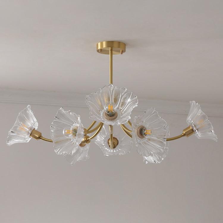 Floral Glass Chandelier, Elegant Lighting Fixture
