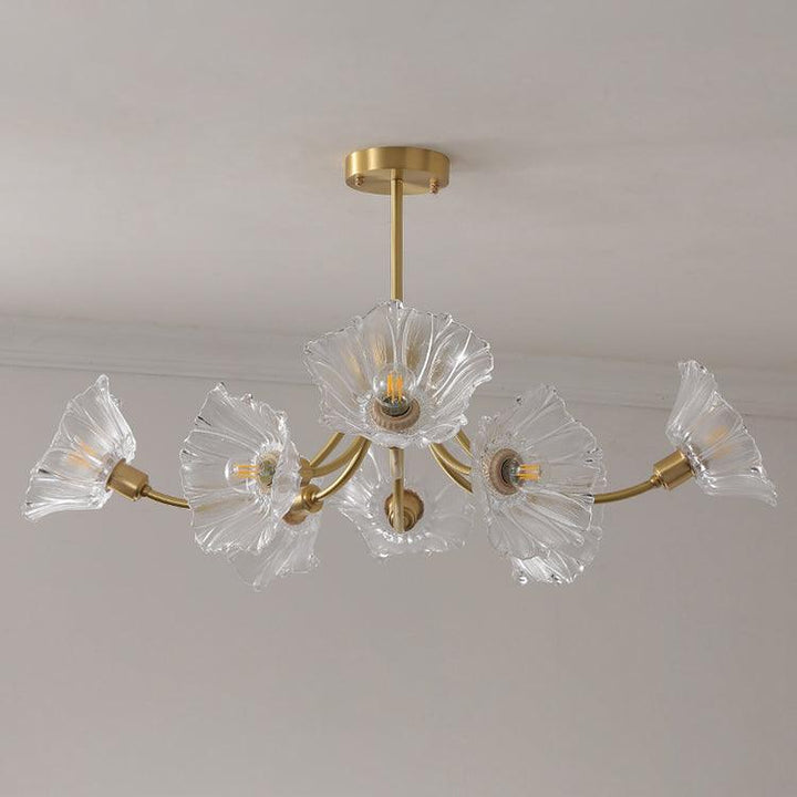 Floral Glass Chandelier, Elegant Lighting Fixture