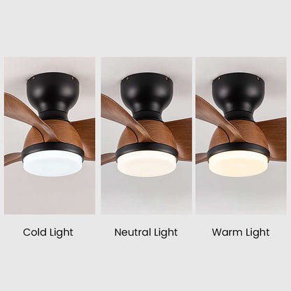 Modern Wooden Ceiling Fan with LED Light