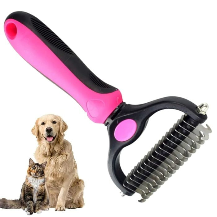 Deshedding tool for dogs, removing loose fur & reducing shedding for a healthy, shiny coat.