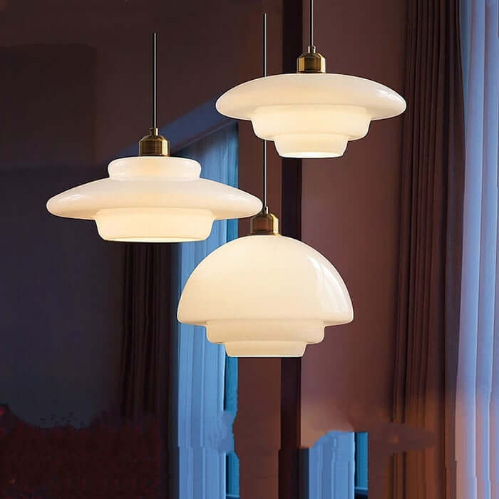 Modern White Glass Pendant Light Fixture