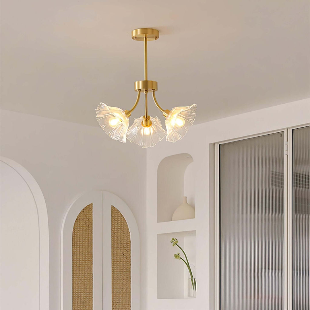 Floral Glass Chandelier, Elegant Lighting Fixture