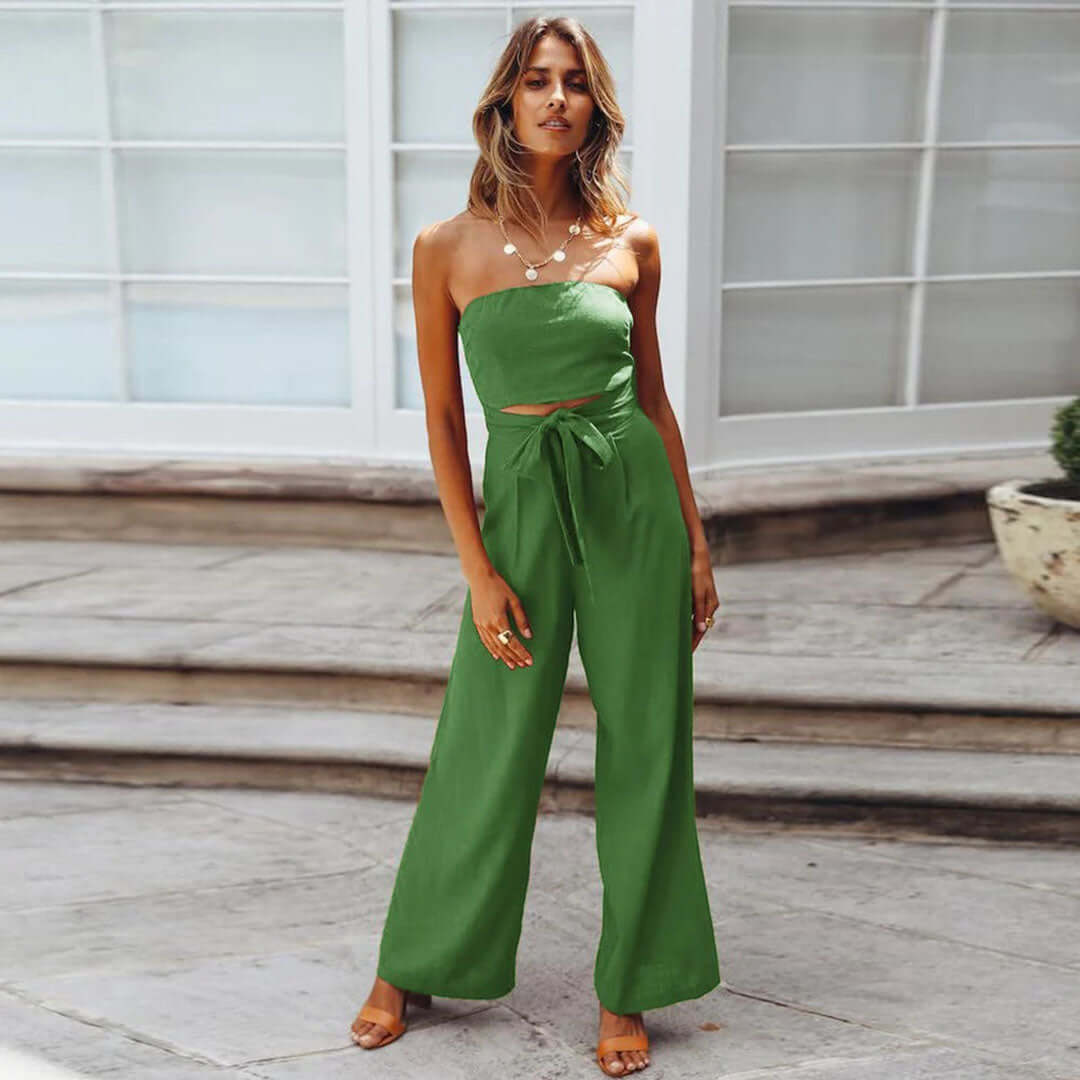 Women's Strapless Casual Jumpsuit with Elasticated Waist