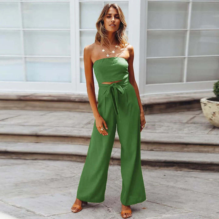 Women's Strapless Casual Jumpsuit with Elasticated Waist