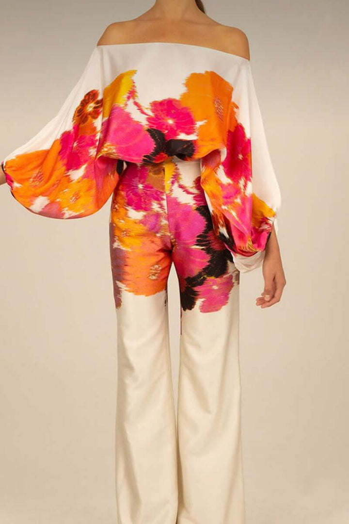 Women's Printed Off-Shoulder Long Sleeve Two-Piece Set