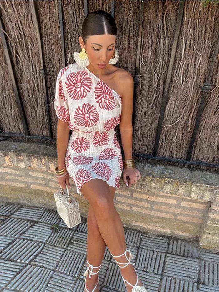 Women's Knitted Dress with Asymmetrical Waist