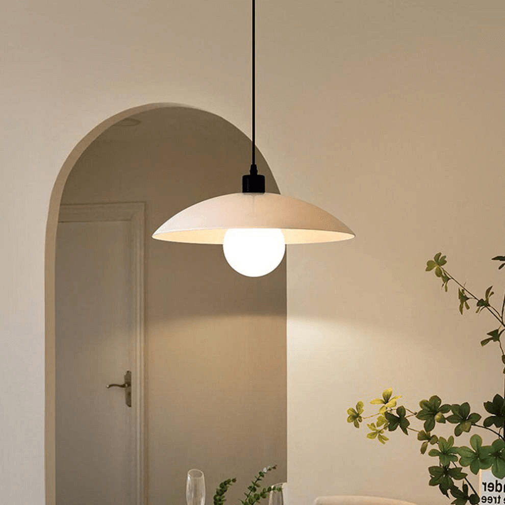 Modern White Glass Disc Pendant Light