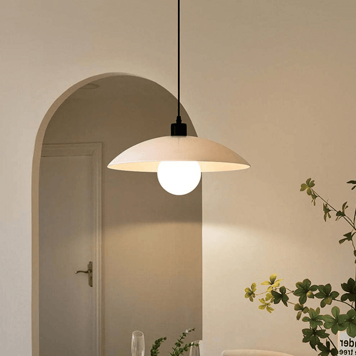 Modern White Glass Disc Pendant Light