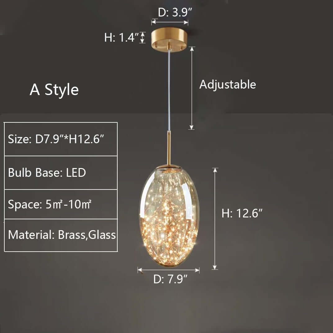 Modern Gray Glass Starry Sky Pendant Light