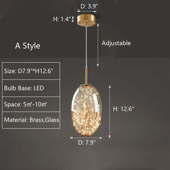 Modern Gray Glass Starry Sky Pendant Light