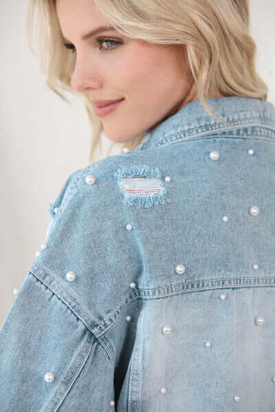 Women's Pearl-Trim Denim Jacket