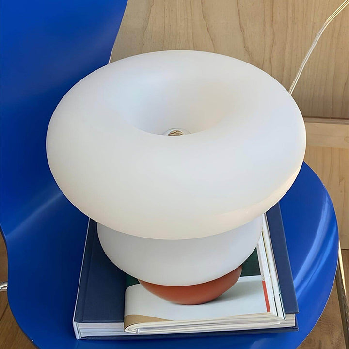 Modern Round Table Lamp with Metal Accent