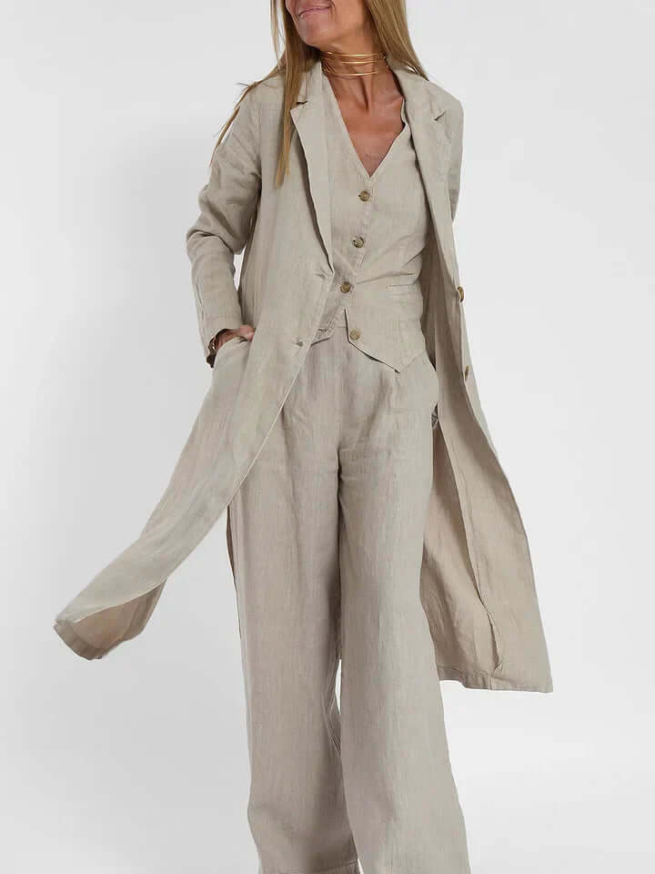 Women's Linen Two-Piece Vest Set