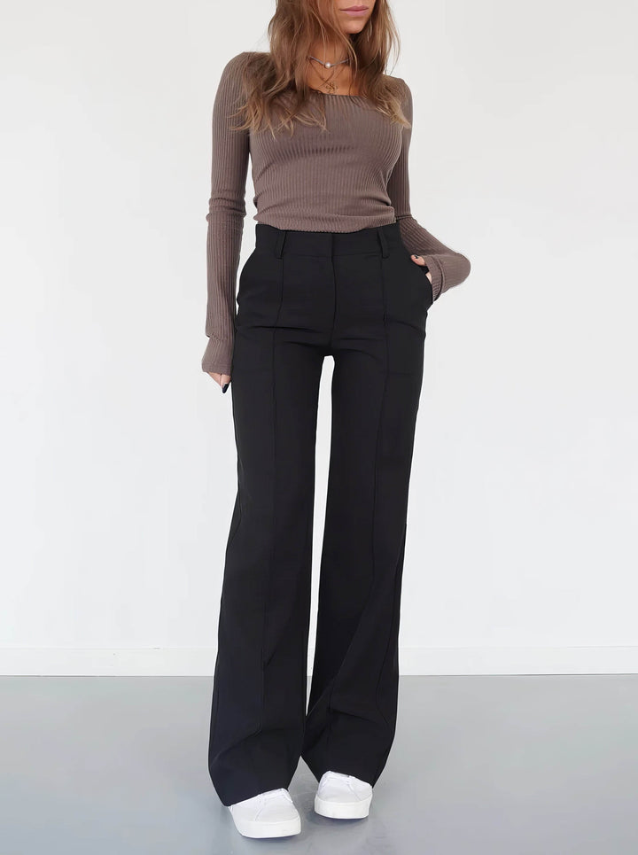 Women's Wide-Leg Trousers - High Waist