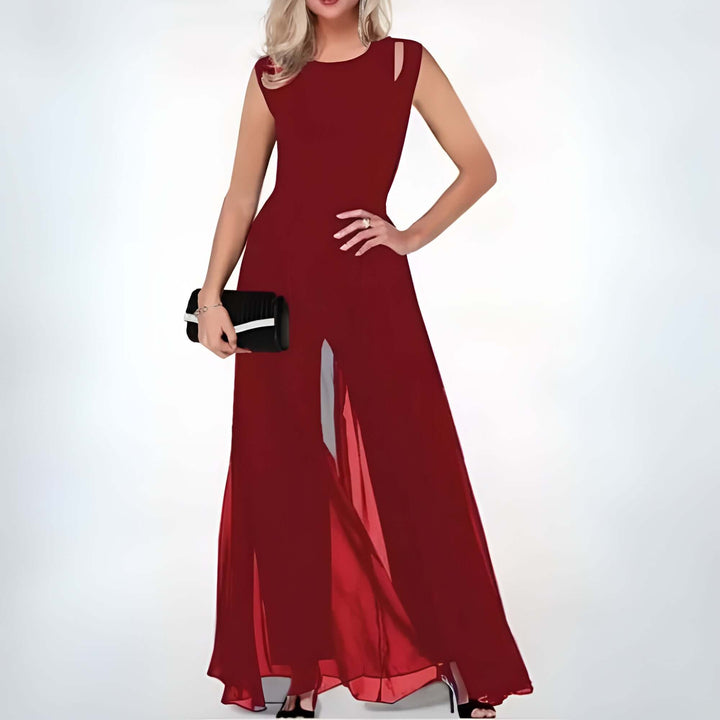 Sleeveless Wide-Leg Jumpsuit with Cut-Out Detail