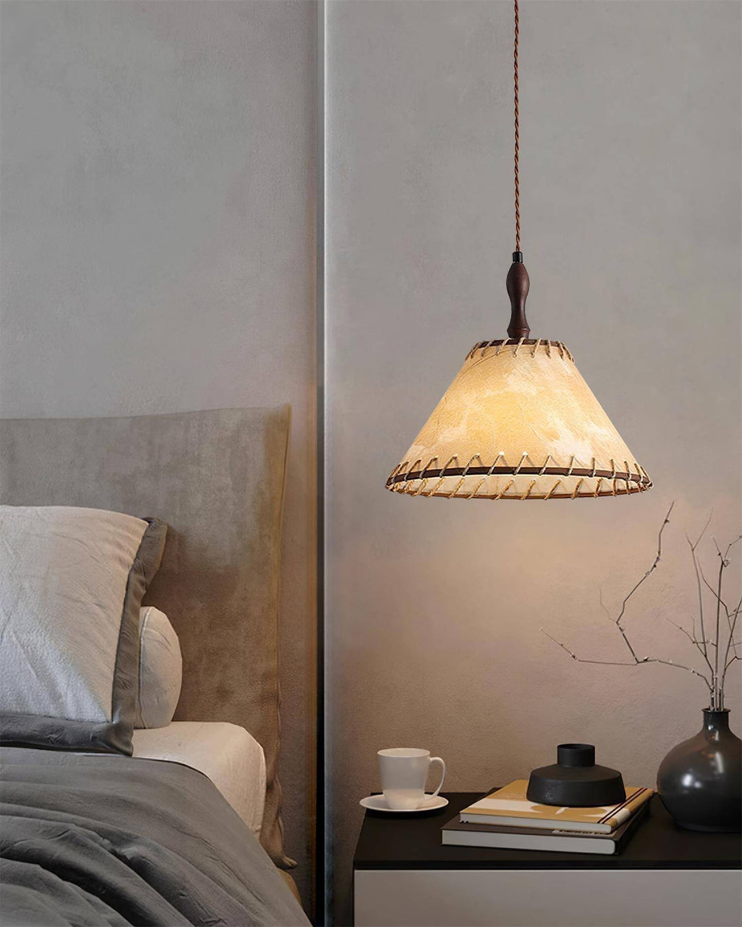 Wood & Fabric Pendant Lamp