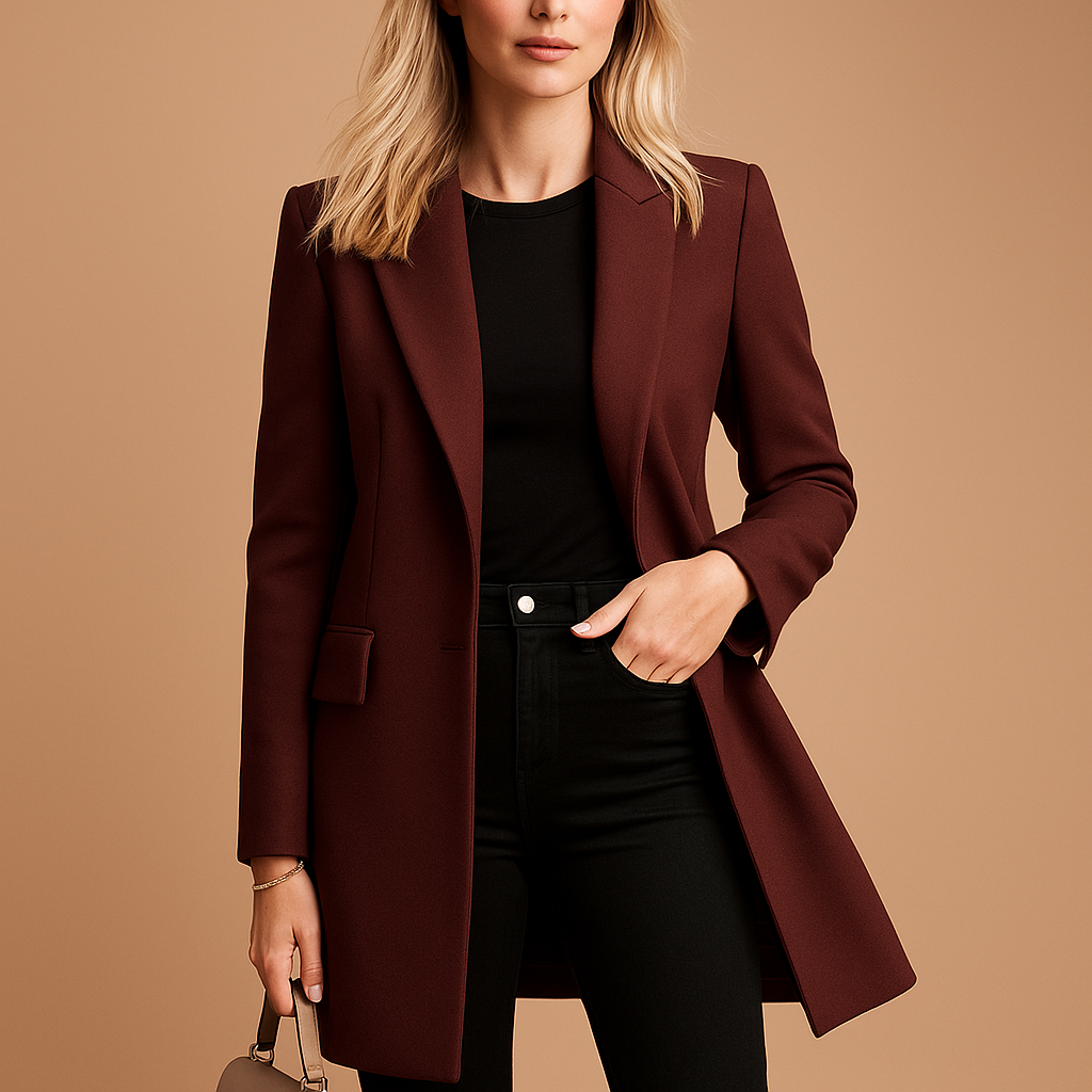 Classic women's trench coat, double-breasted design, perfect for a tailored and chic look, versatile fashion.