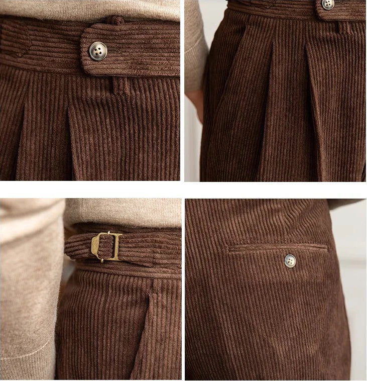 Men's Corduroy Pleated Trousers