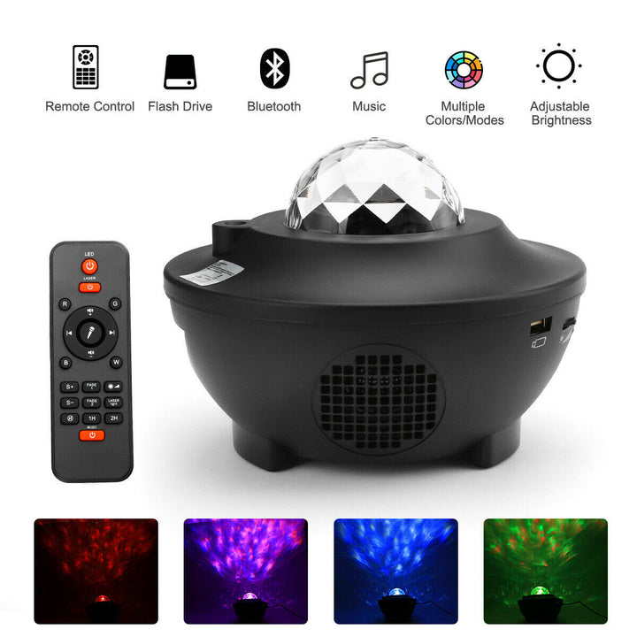 USB rechargeable Galaxy Projector with Bluetooth speaker for immersive room decor.