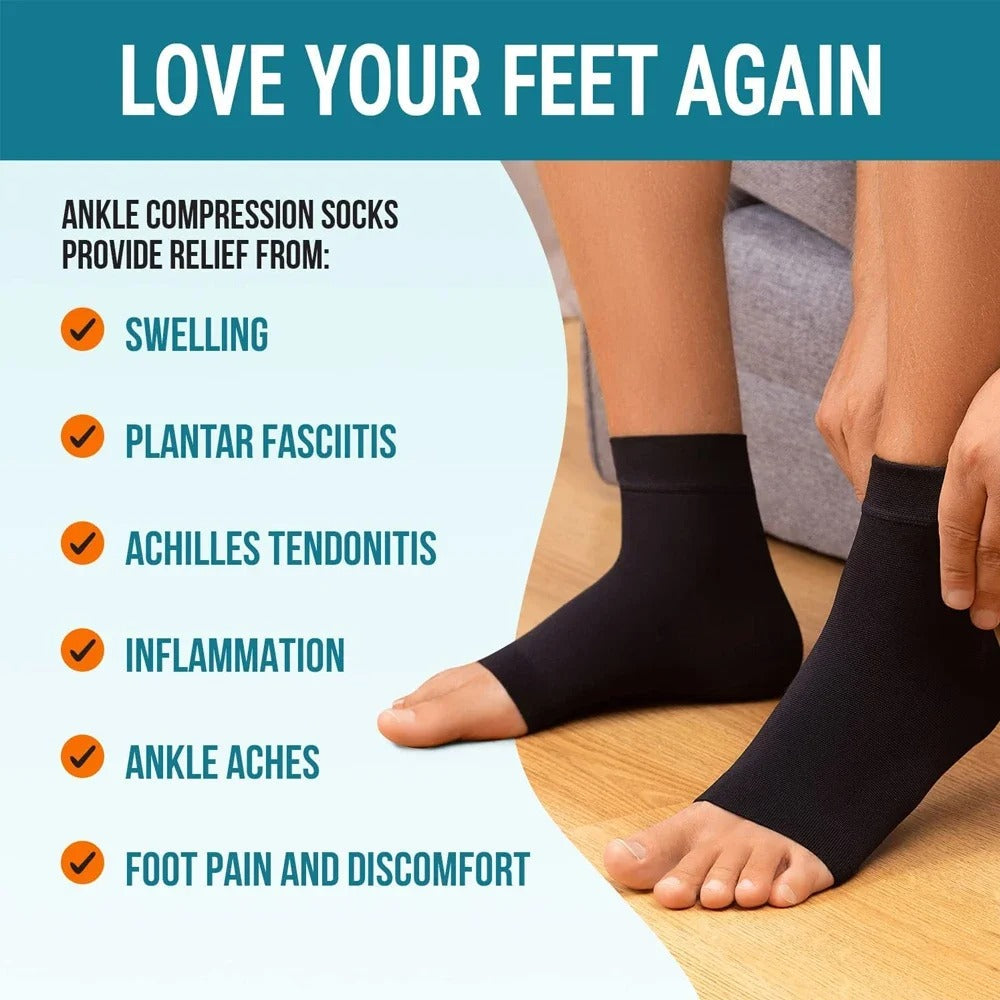 Comfortable compression socks offering foot pain & swelling relief, plus support for neuropathy and better circulation.