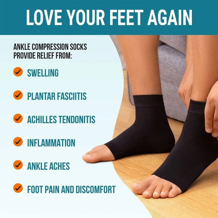 Comfortable compression socks offering foot pain & swelling relief, plus support for neuropathy and better circulation.
