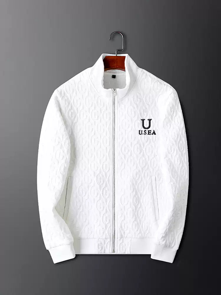 Men's Cable-Knit Tracksuit Set with Full-Zip Jacket & Pants