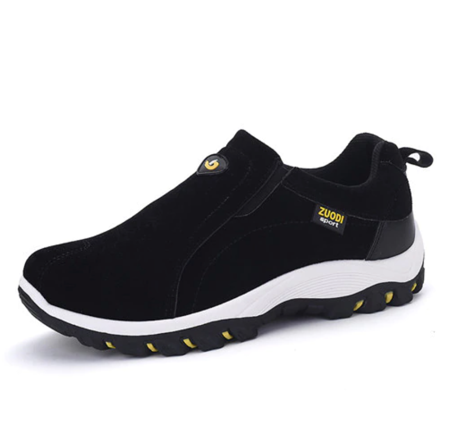 Men's orthopedic walking shoes with arch support for daily comfort and foot health.