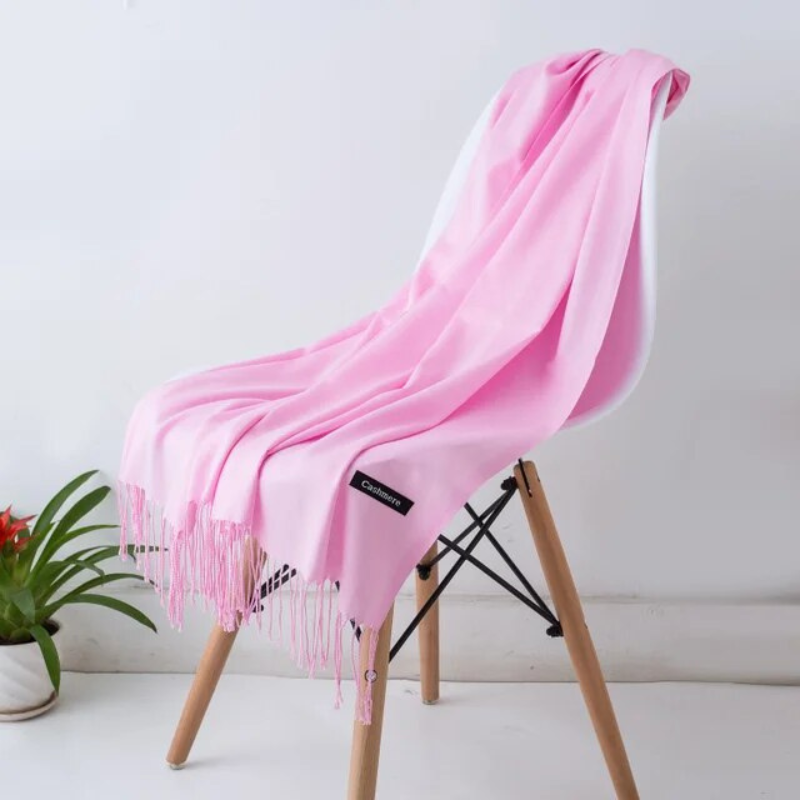 Stylish women's cashmere blend shawl, versatile and soft for fall fashion.