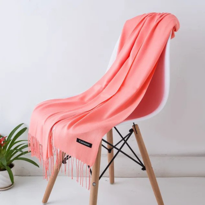Warm women's winter wrap, luxurious cashmere & acrylic blend, soft touch.