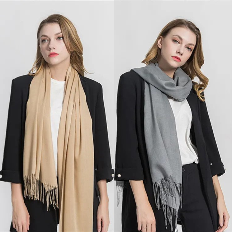 Luxurious women's winter scarf, cashmere & acrylic blend. Cozy and warm.