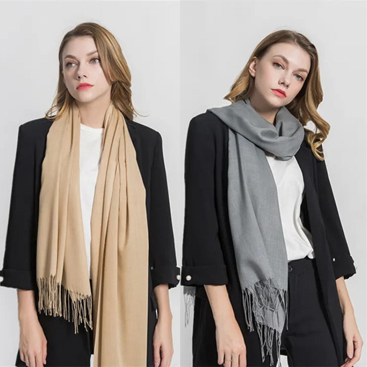Luxurious women's winter scarf, cashmere & acrylic blend. Cozy and warm.