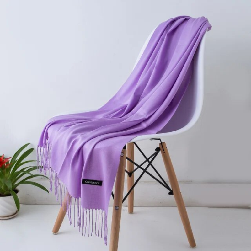 Elegant women's multicolor shawl, cashmere blend, ideal for fall/winter style.