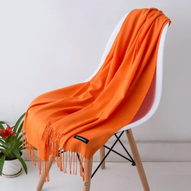 Warm multicolor women's shawl, cashmere blend, perfect for elegant layering.
