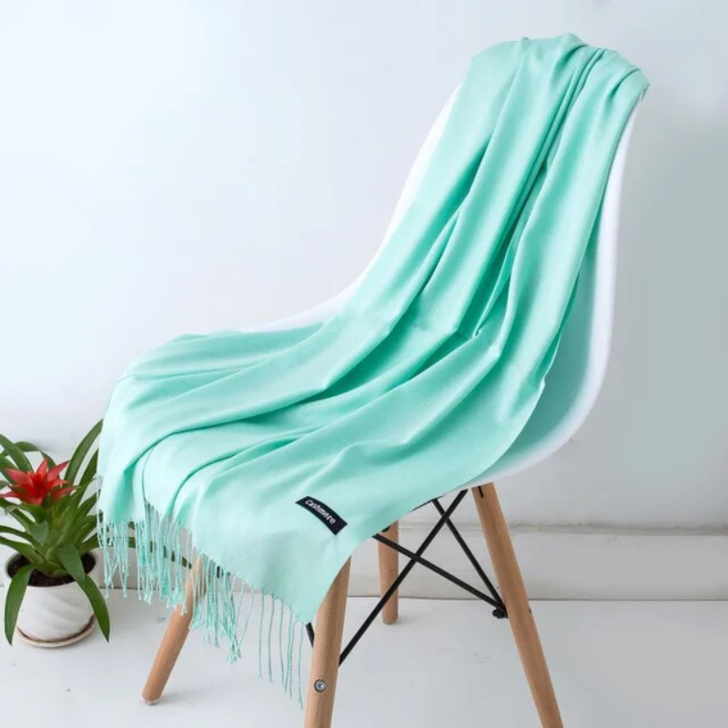 Cozy women's winter cashmere blend scarf, soft and highly insulating.