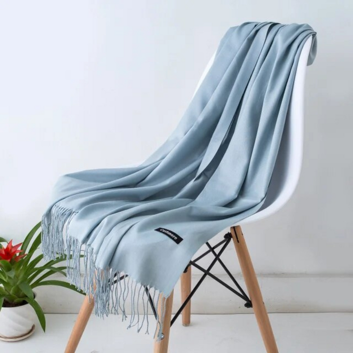 Multipurpose women's cashmere blend shawl, wear as scarf or wrap.