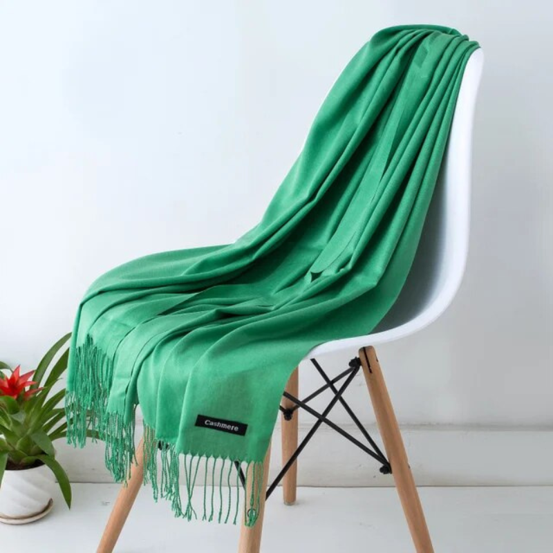 Cozy women's oversized cashmere blend scarf, ideal for chilly evenings.