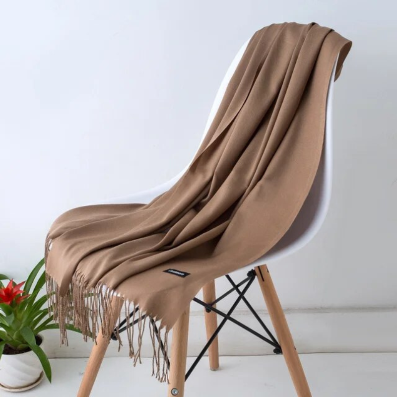 Stylish women's fall scarf, cashmere blend, soft and warm wrap.