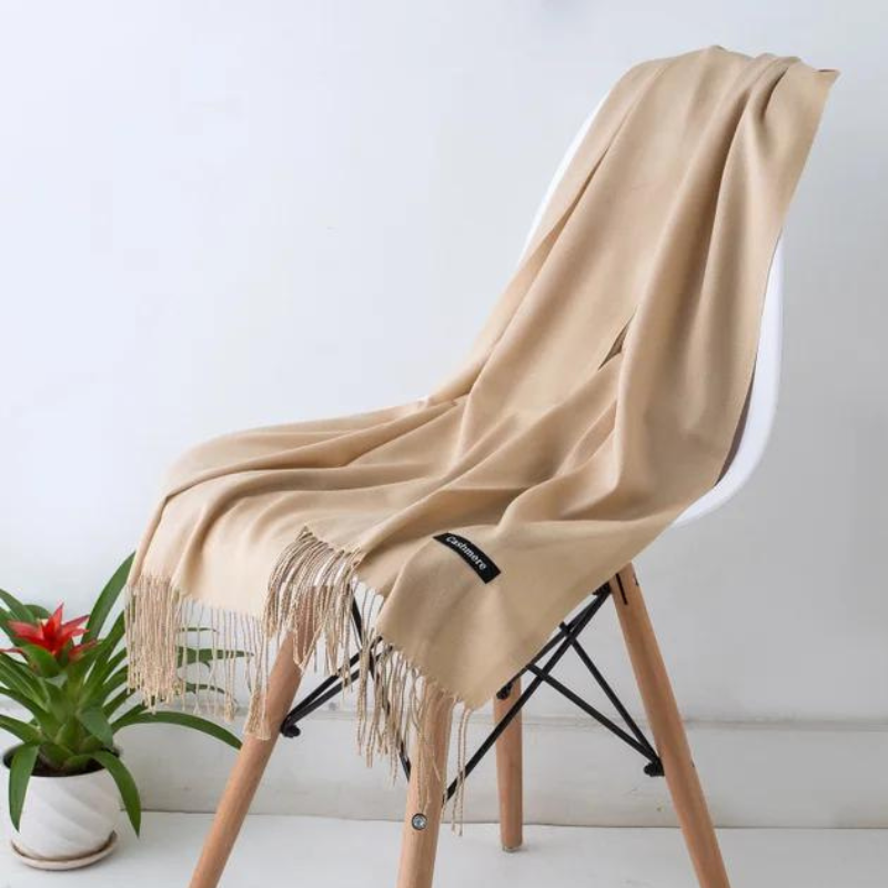 Warm cashmere blend women's scarf, ideal for chilly fall & winter days.