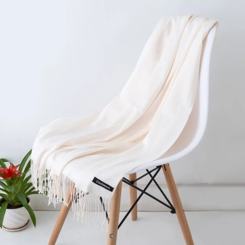 Cozy women's oversized scarf, cashmere blend, extra warm for winter.