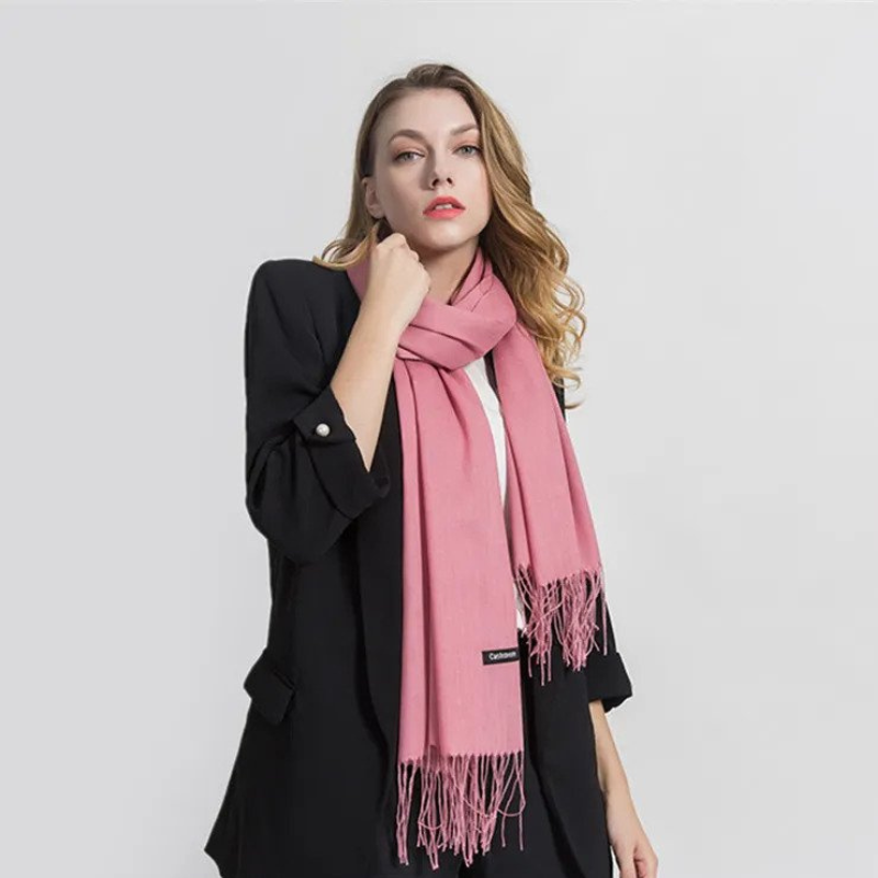 Women's cashmere blend scarf, soft & warm for fall/winter. Elegant oversized wrap.