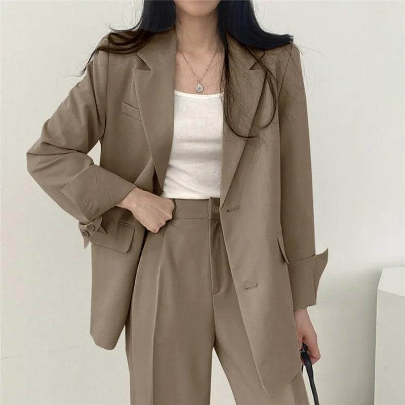 Women's Tailored Blazer and Straight-Leg Pants Set