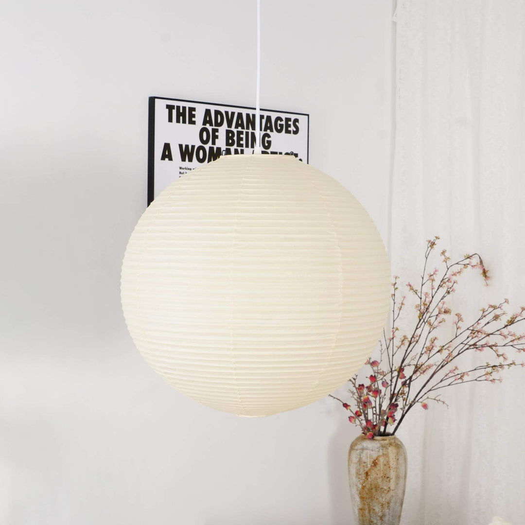 Japanese Cotton Paper Pendant Lamp with Steel Wire