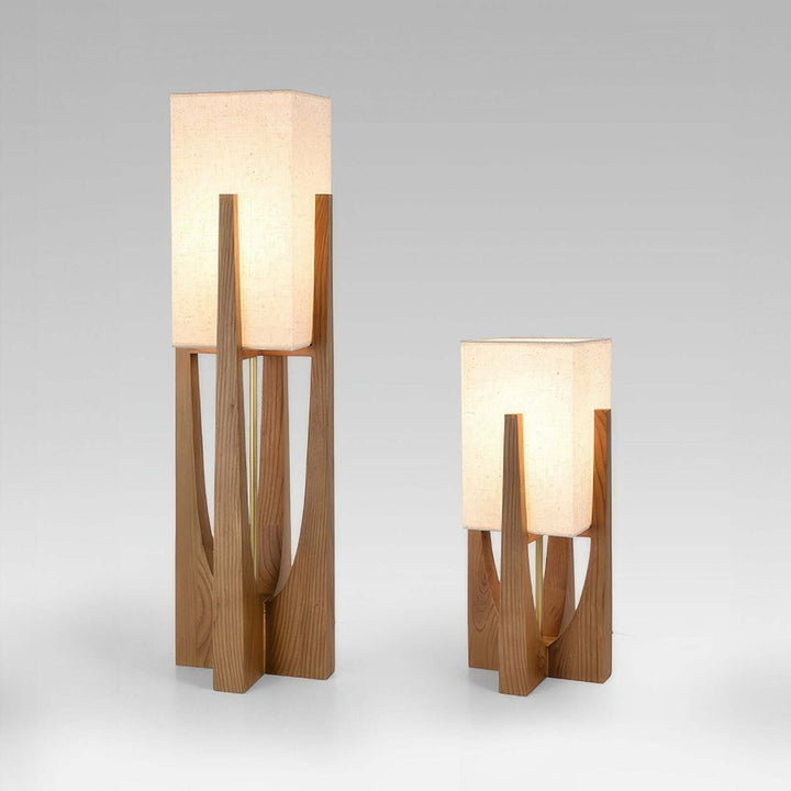 Adjustable Wooden Floor Lamp with Fabric Shade