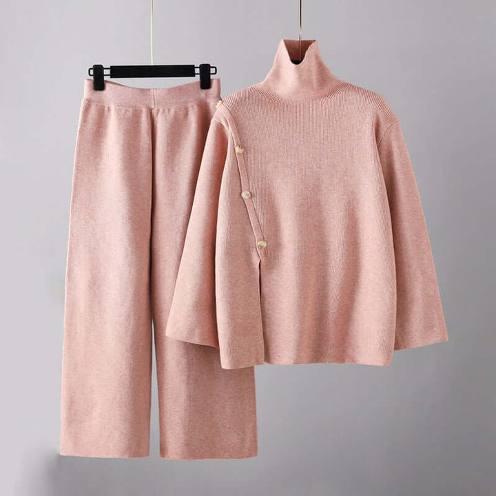 Women's Knitted Set with High Collar